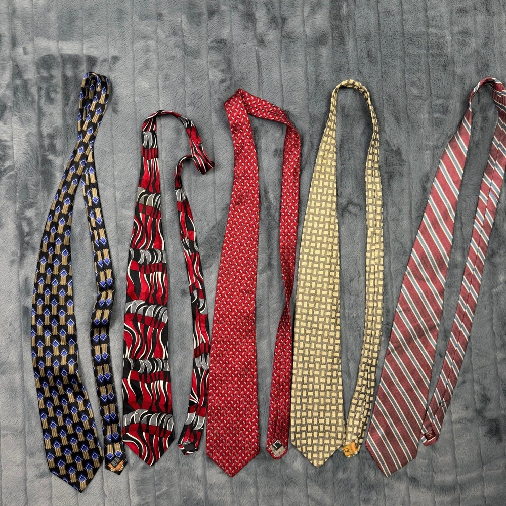 Mens Designer Silk Tie Lot 5pc Donna Karan Robert Talbott Jos A Bank Zylos